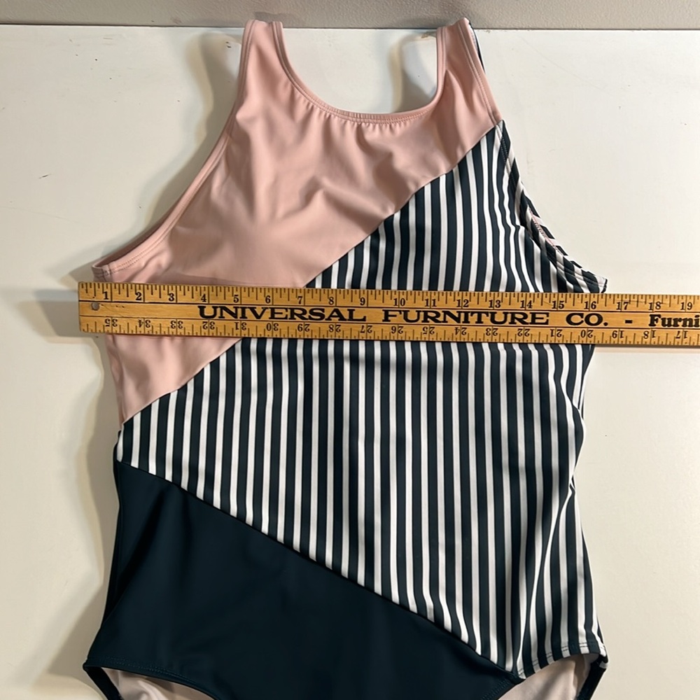 Seneta Athletics One Piece Bathing Suit in Pink, Green & White Sz XL - Picture 4 of 10